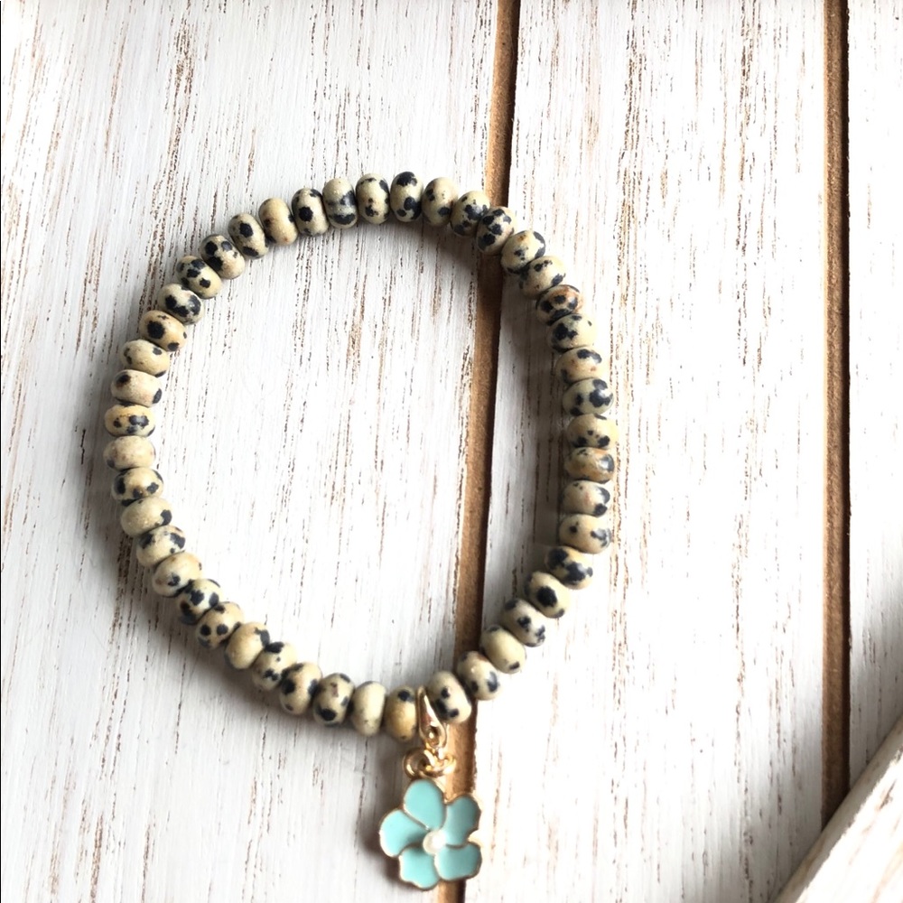 Black and Tan Beaded Stretch Bracelet